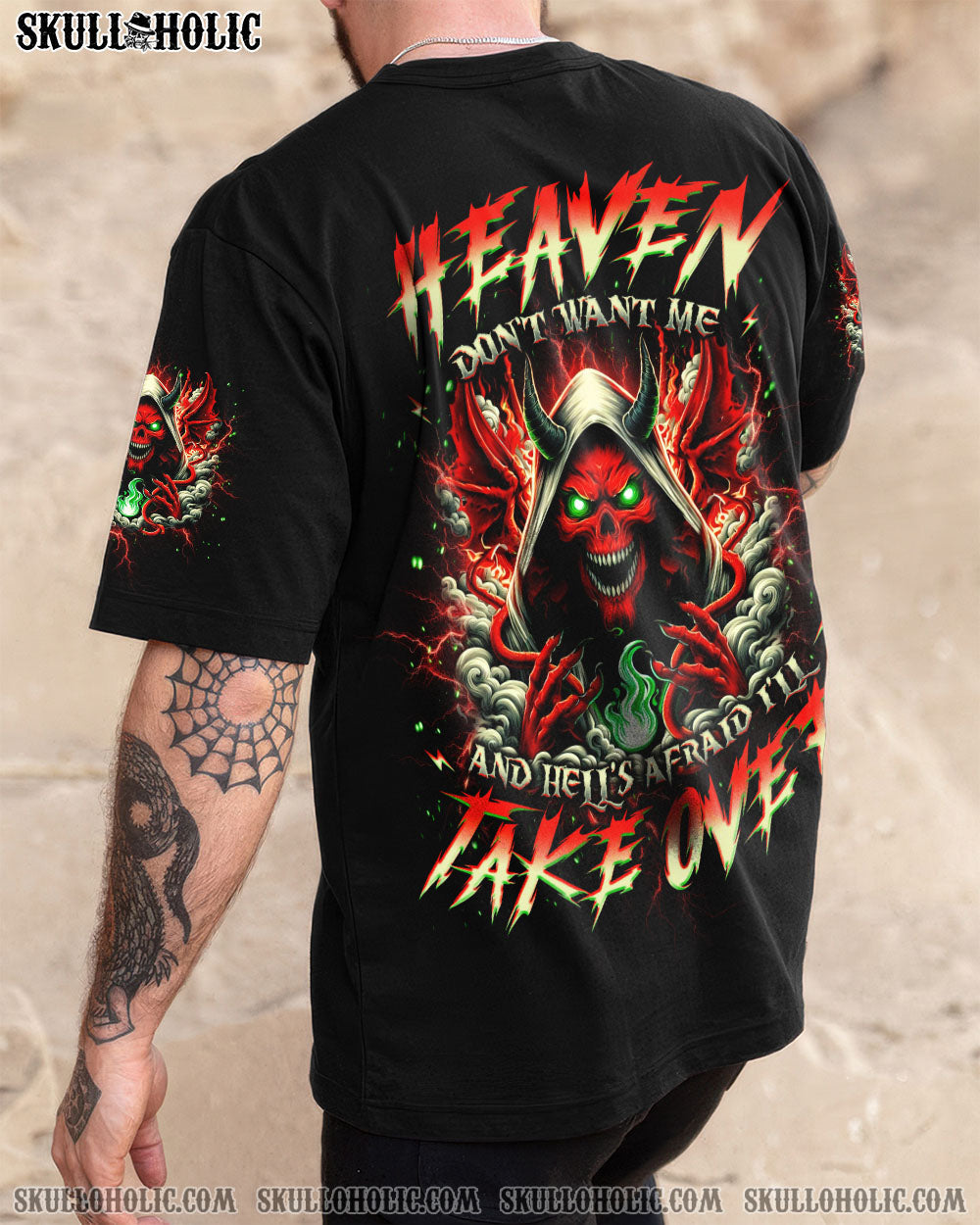 BLISSCORNERS HEAVEN DON'T WANT ME SKULL DEMON ALL OVER PRINT
