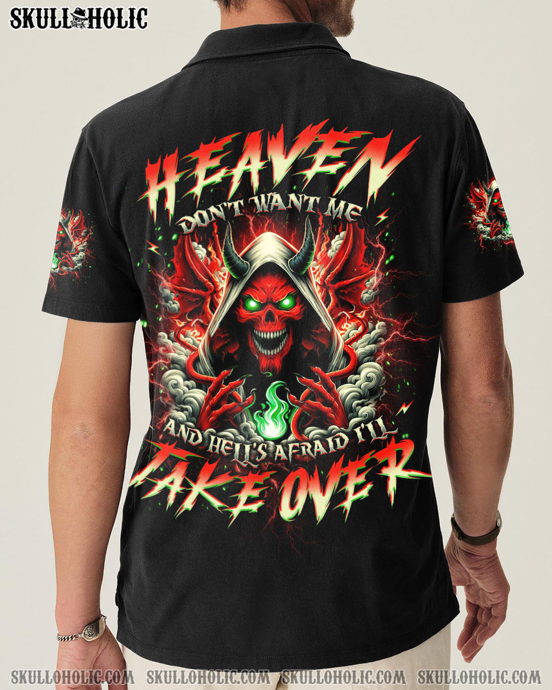 BLISSCORNERS HEAVEN DON'T WANT ME SKULL DEMON ALL OVER PRINT