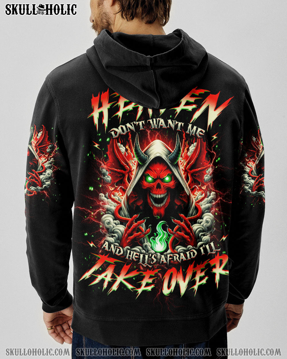 BLISSCORNERS HEAVEN DON'T WANT ME SKULL DEMON ALL OVER PRINT