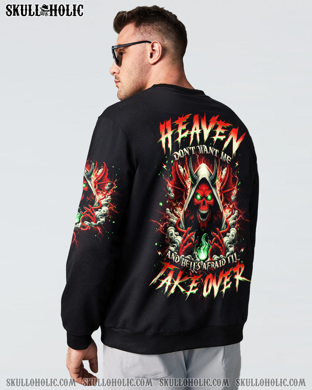 BLISSCORNERS HEAVEN DON'T WANT ME SKULL DEMON ALL OVER PRINT