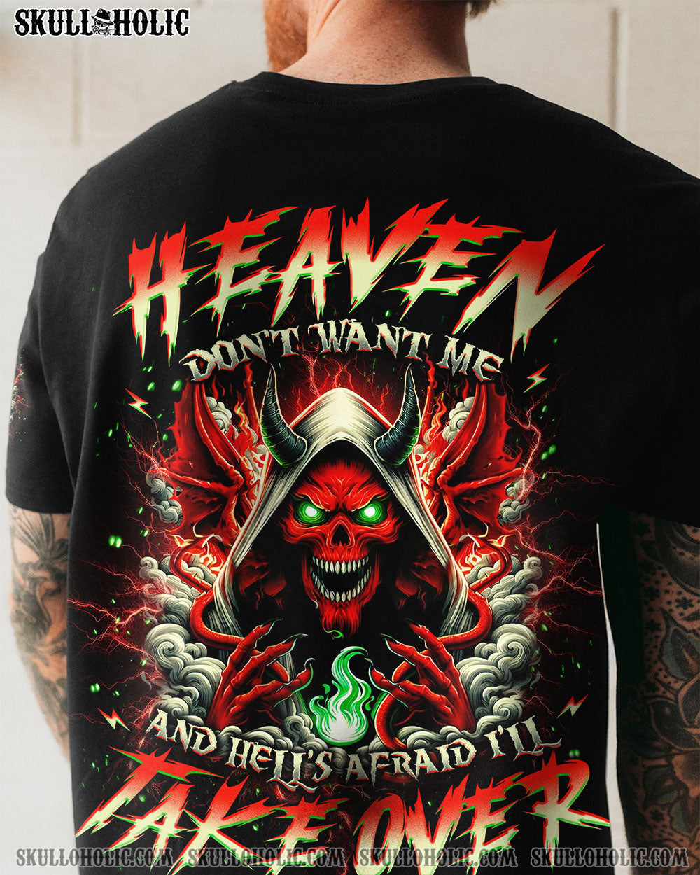 BLISSCORNERS HEAVEN DON'T WANT ME SKULL DEMON ALL OVER PRINT