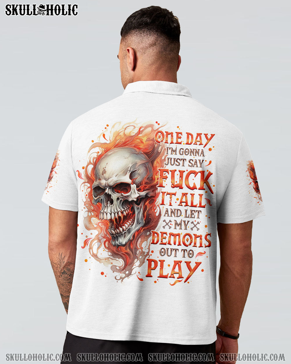 BLISSCORNERS ONE DAY I'M GONNA JUST SAY DEMON SKULL ALL OVER PRINT