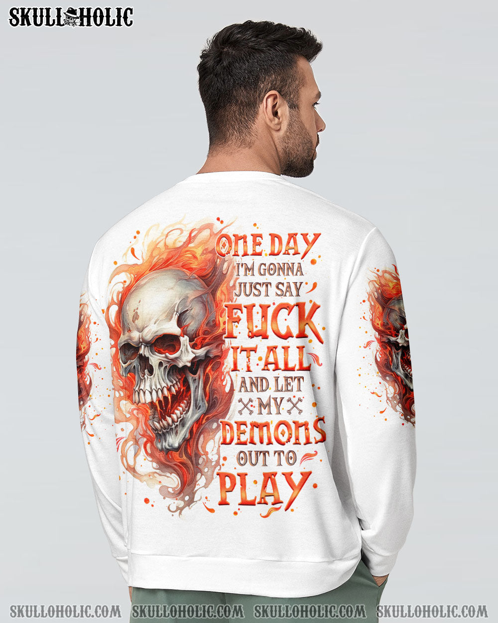 BLISSCORNERS ONE DAY I'M GONNA JUST SAY DEMON SKULL ALL OVER PRINT