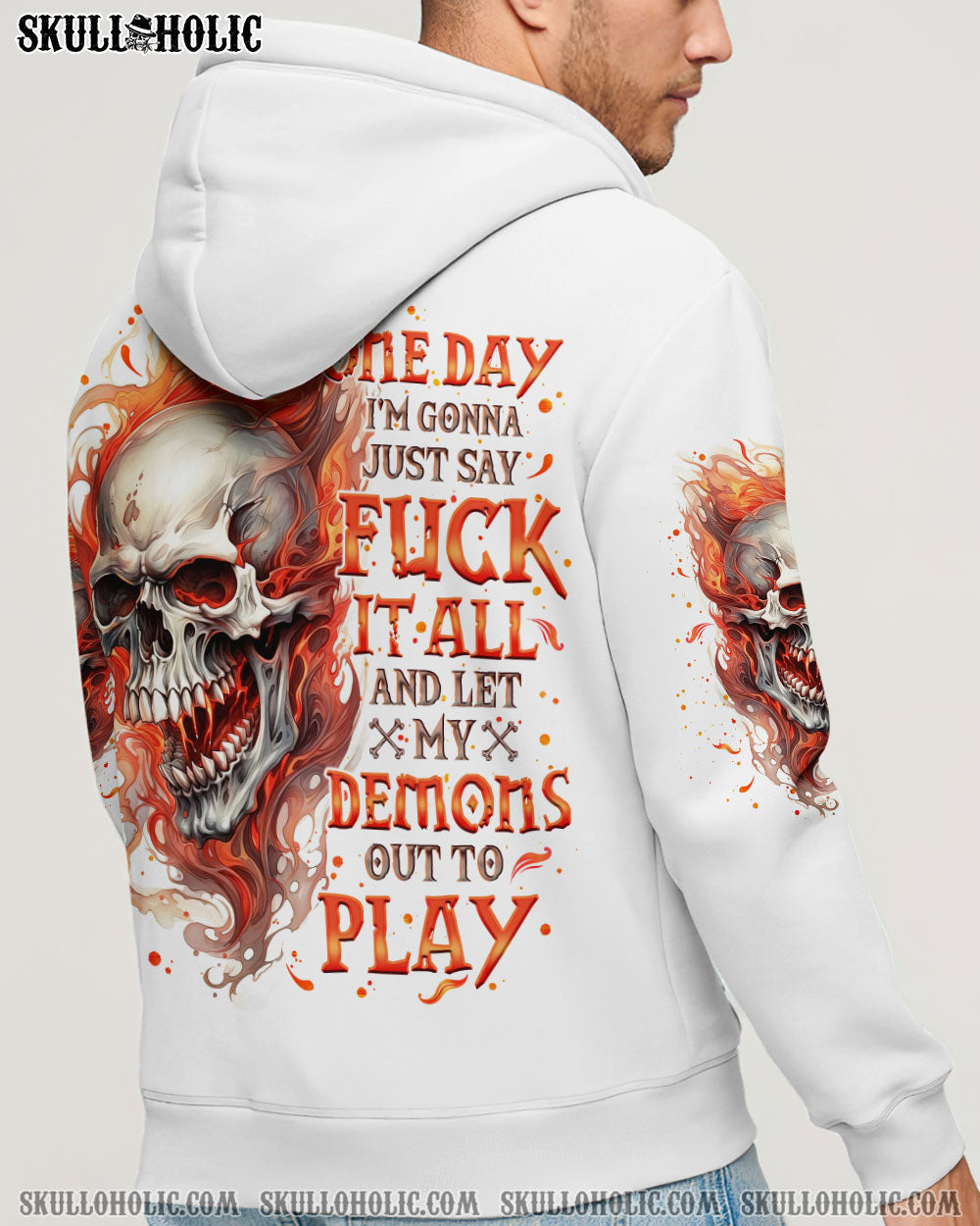 BLISSCORNERS ONE DAY I'M GONNA JUST SAY DEMON SKULL ALL OVER PRINT
