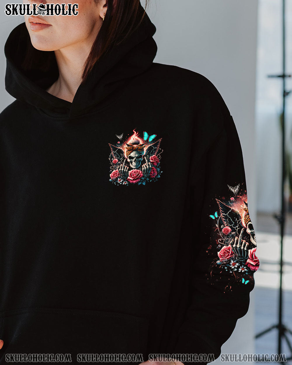 BLISSCORNERS I DON'T ALWAYS SHOW MY FEELINGS SKULL MESSY BUN ALL OVER PRINT