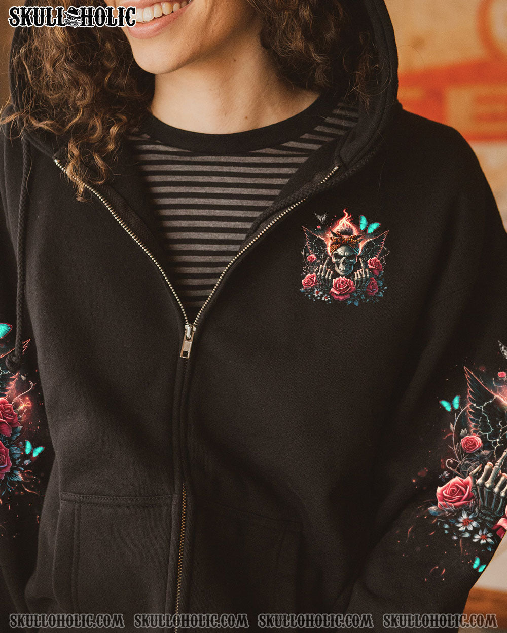 BLISSCORNERS I DON'T ALWAYS SHOW MY FEELINGS SKULL MESSY BUN ALL OVER PRINT