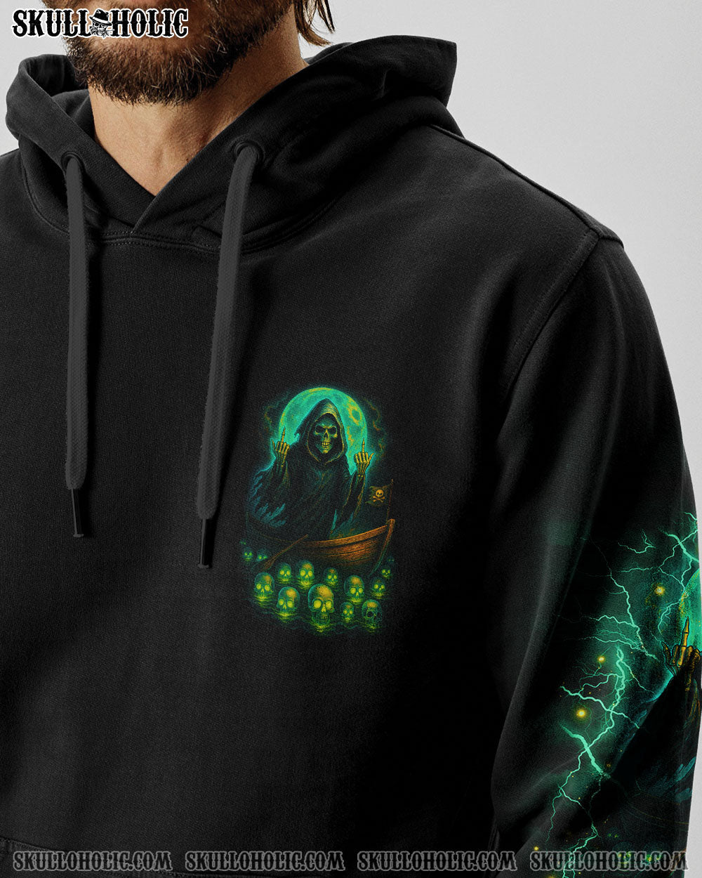 BLISSCORNERS ROW ROW ROW YOUR BOAT REAPER SKULL ALL OVER PRINT