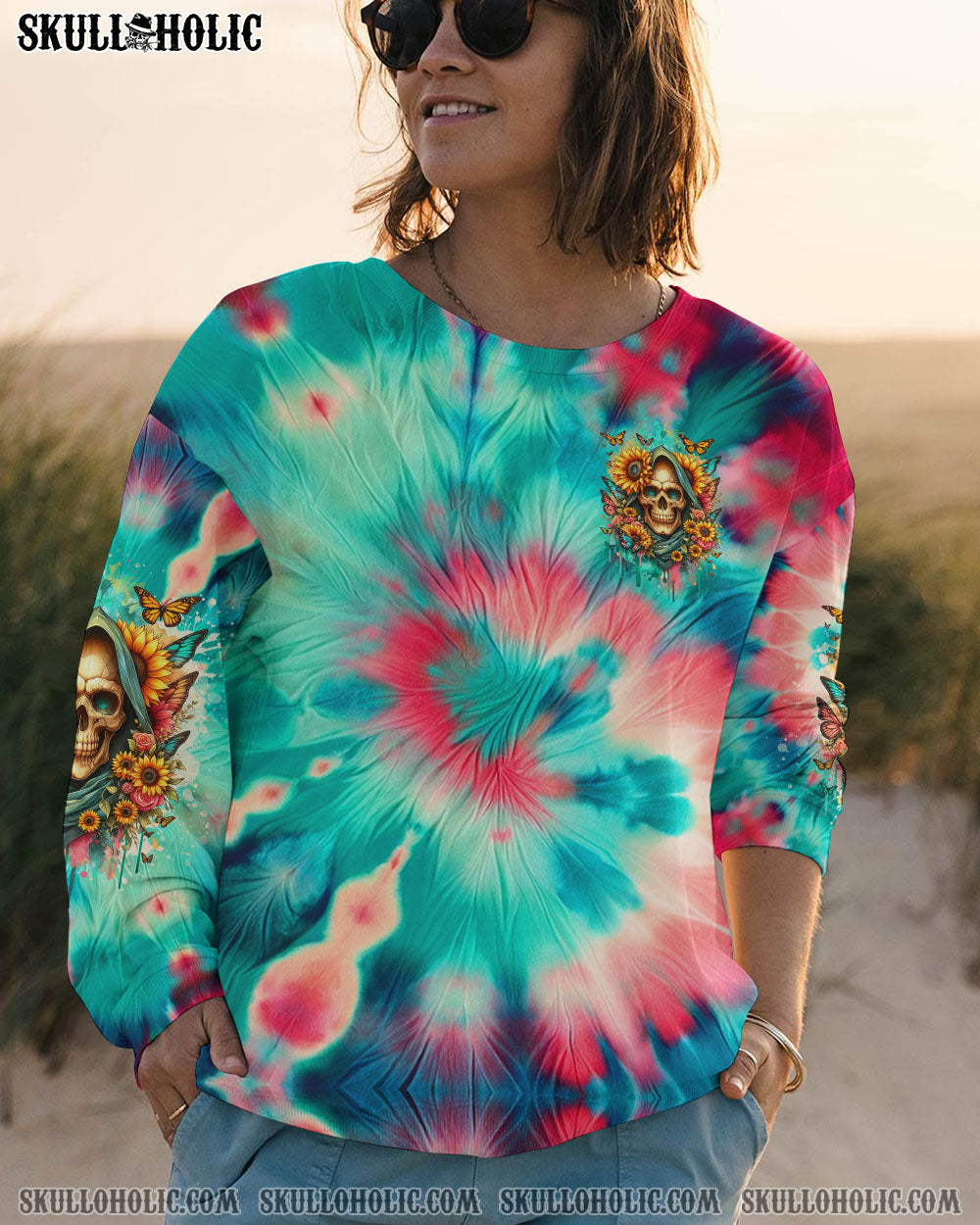 BLISSCORNERS SHE IS SUNSHINE SUNFLOWER REAPER TIE DYE ALL OVER PRINT