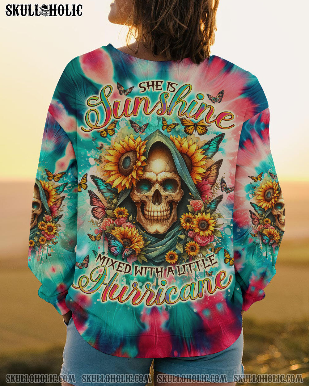 BLISSCORNERS SHE IS SUNSHINE SUNFLOWER REAPER TIE DYE ALL OVER PRINT