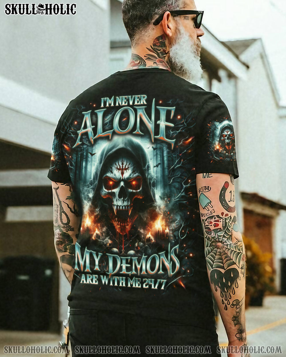 BLISSCORNERS I'M NEVER ALONE MY DEMONS ARE WITH ME 24/7 ALL OVER PRINT