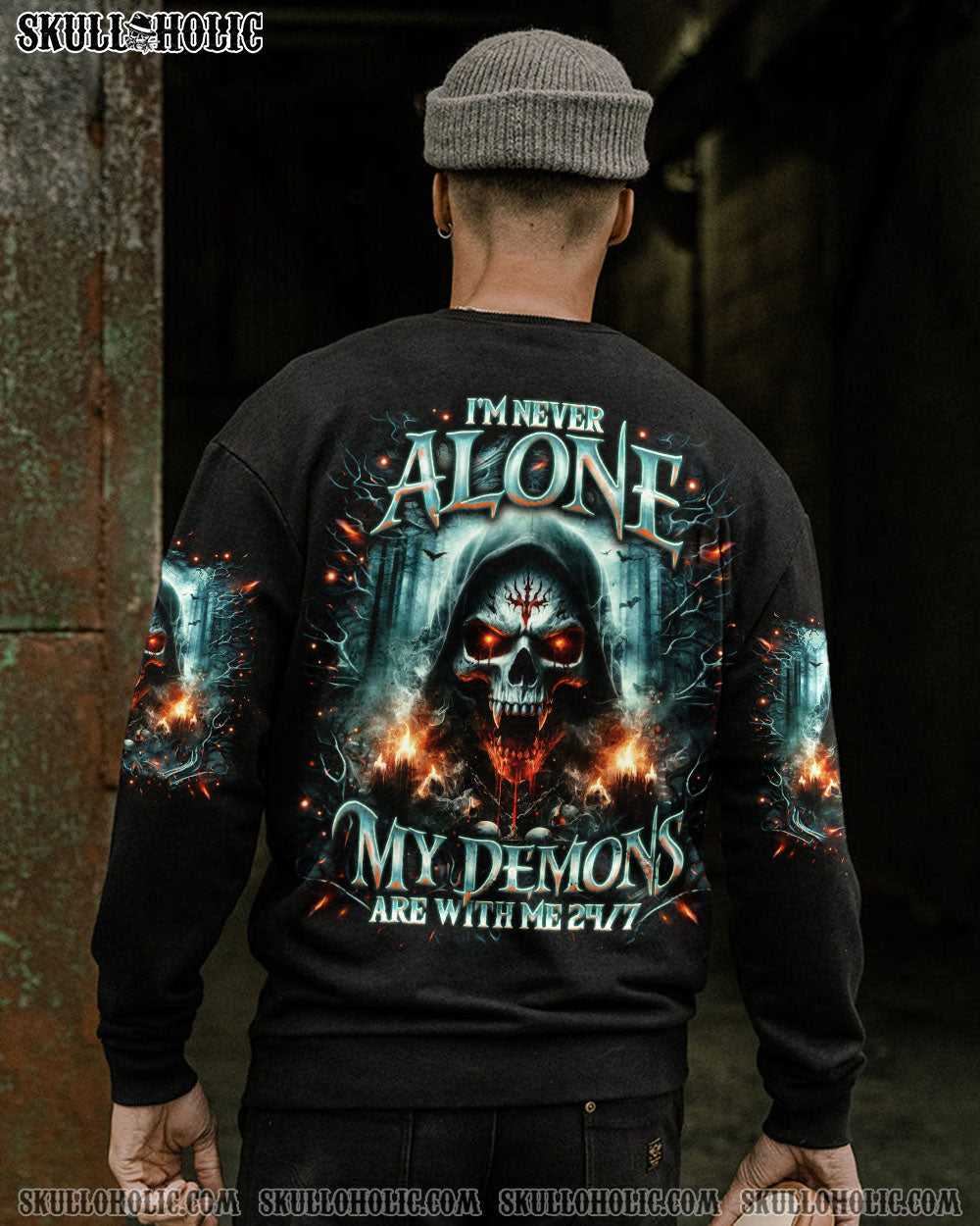 BLISSCORNERS I'M NEVER ALONE MY DEMONS ARE WITH ME 24/7 ALL OVER PRINT