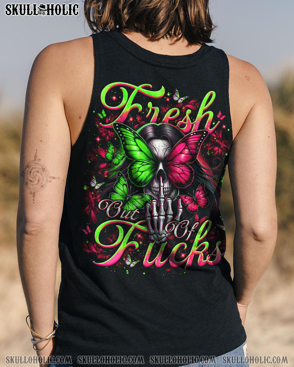 BLISSCORNERS FRESH OUT OF F BUTTERFLY SKULL LADY ALL OVER PRINT