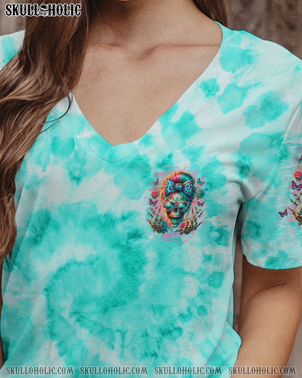 BLISSCORNERS THE GOOD GIRL IN ME MESSY BUN SKULL ALL OVER PRINT
