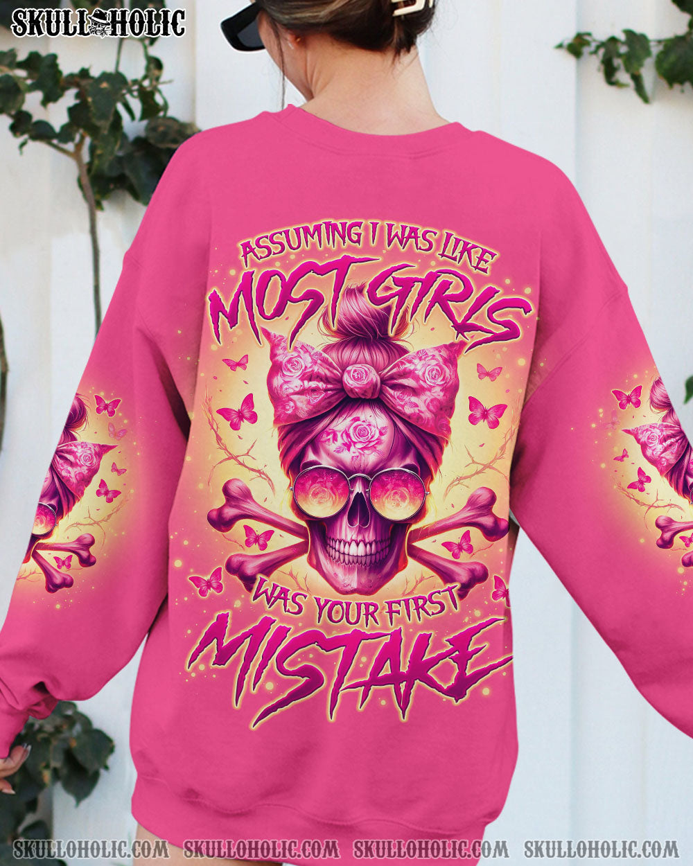 BLISSCORNERS I'M AN OLD WOMAN MESSY BUN SKULL ALL OVER PRINT