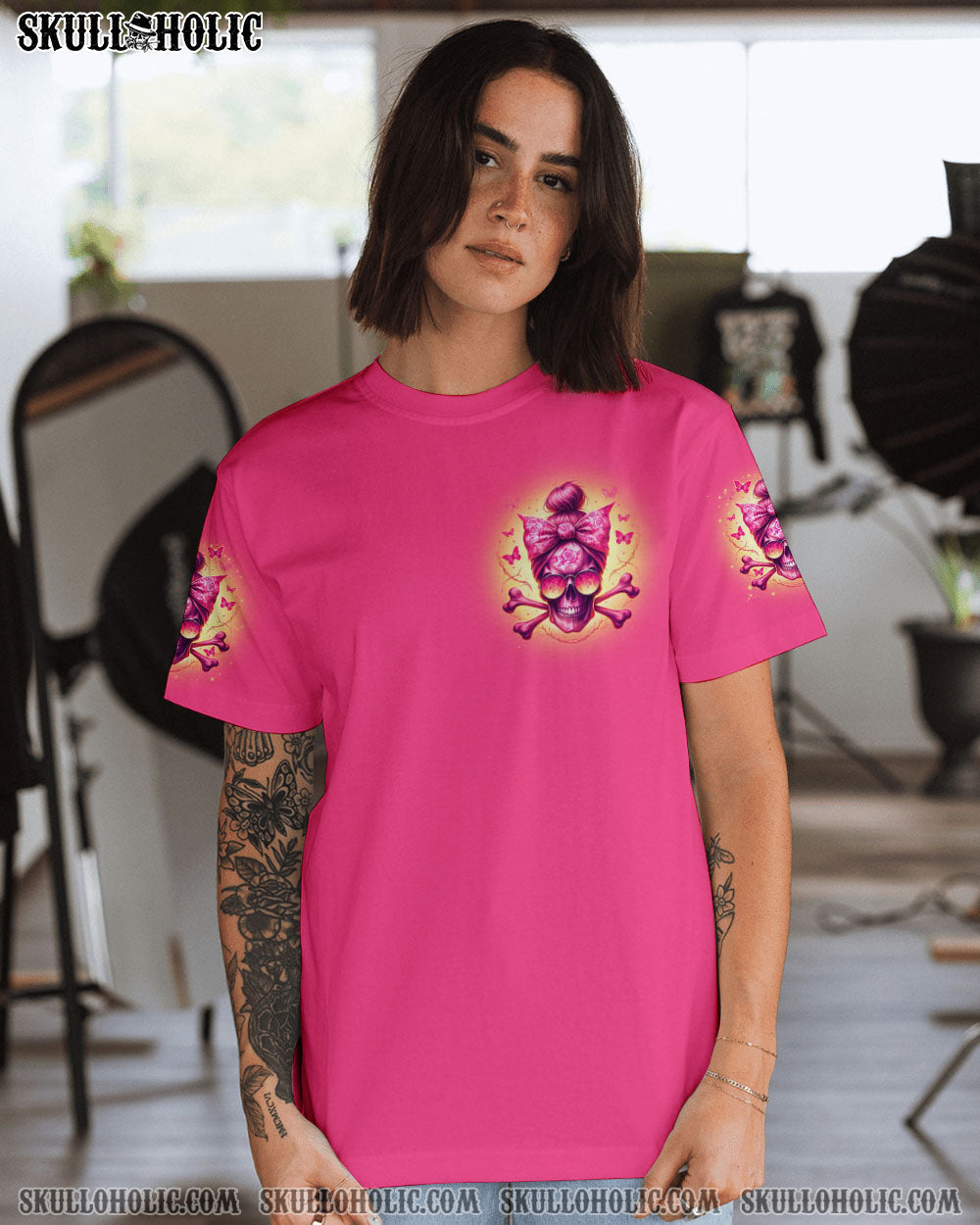 BLISSCORNERS I'M AN OLD WOMAN MESSY BUN SKULL ALL OVER PRINT