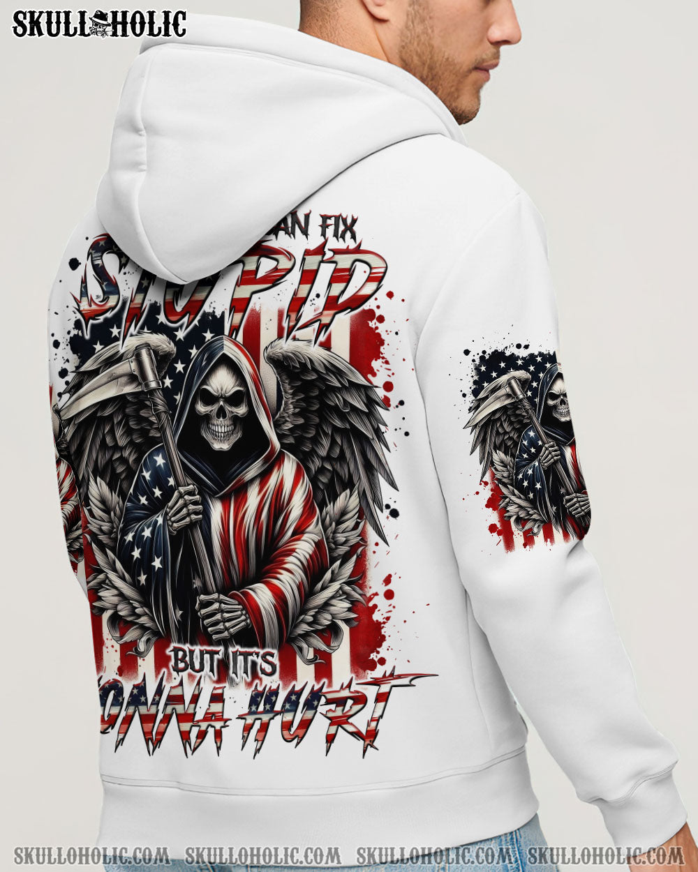 BLISSCORNERS I CAN FIX STUPID BUT IT'S GONNA HURT SKULL REAPER  ALL OVER PRINT