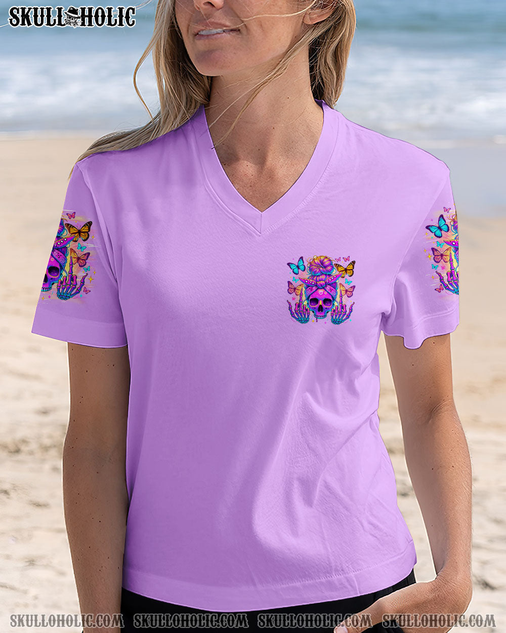 BLISSCORNERS THE GOOD GIRL IN ME SKULL MESSY BUN  ALL OVER PRINT