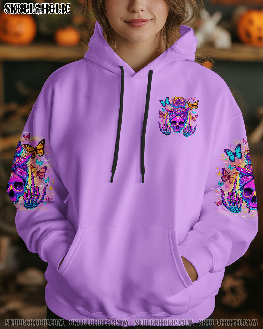 BLISSCORNERS THE GOOD GIRL IN ME SKULL MESSY BUN  ALL OVER PRINT