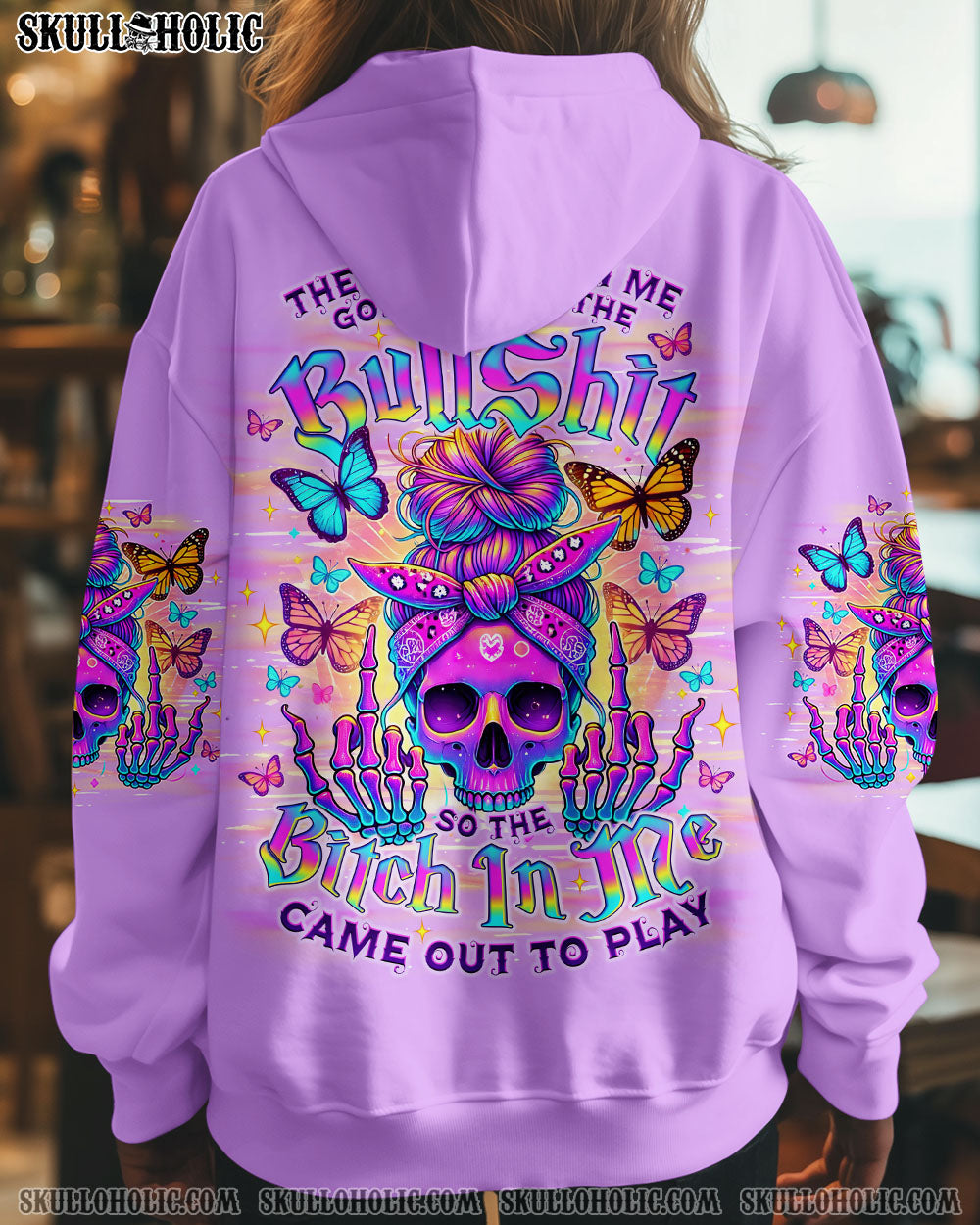 BLISSCORNERS THE GOOD GIRL IN ME SKULL MESSY BUN  ALL OVER PRINT