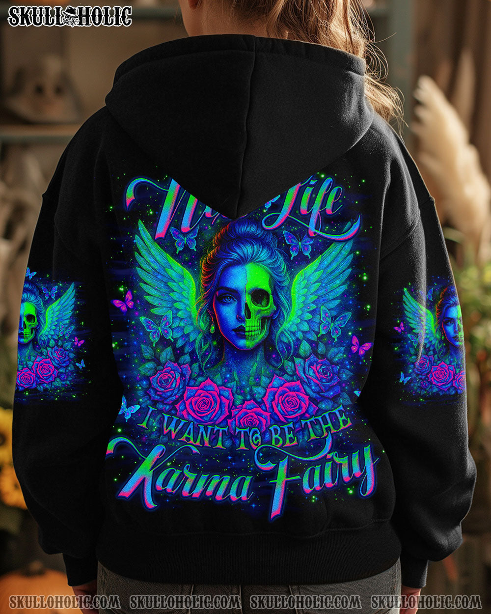 BLISSCORNERS I AM WHO I AM  SKULL MESSY BUN ALL OVER PRINT