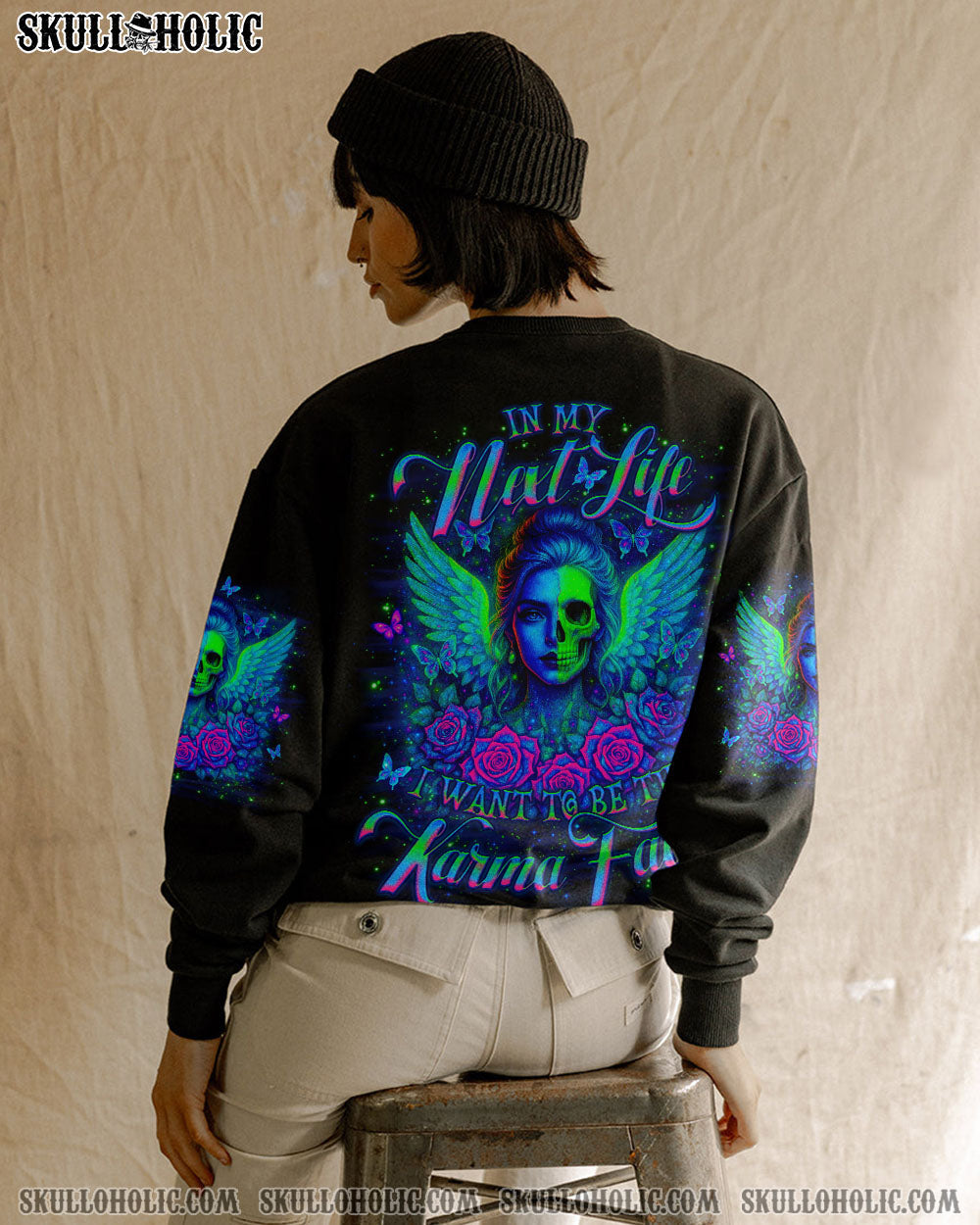 BLISSCORNERS I AM WHO I AM  SKULL MESSY BUN ALL OVER PRINT