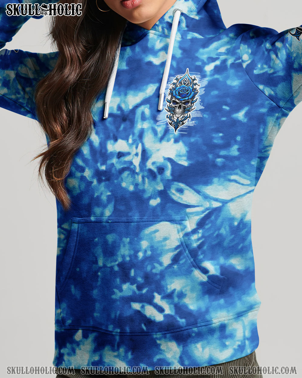 BLISSCORNERS WARNING THIS TATTOOED GIRL SKULL ROSE TIE DYE ALL OVER PRINT