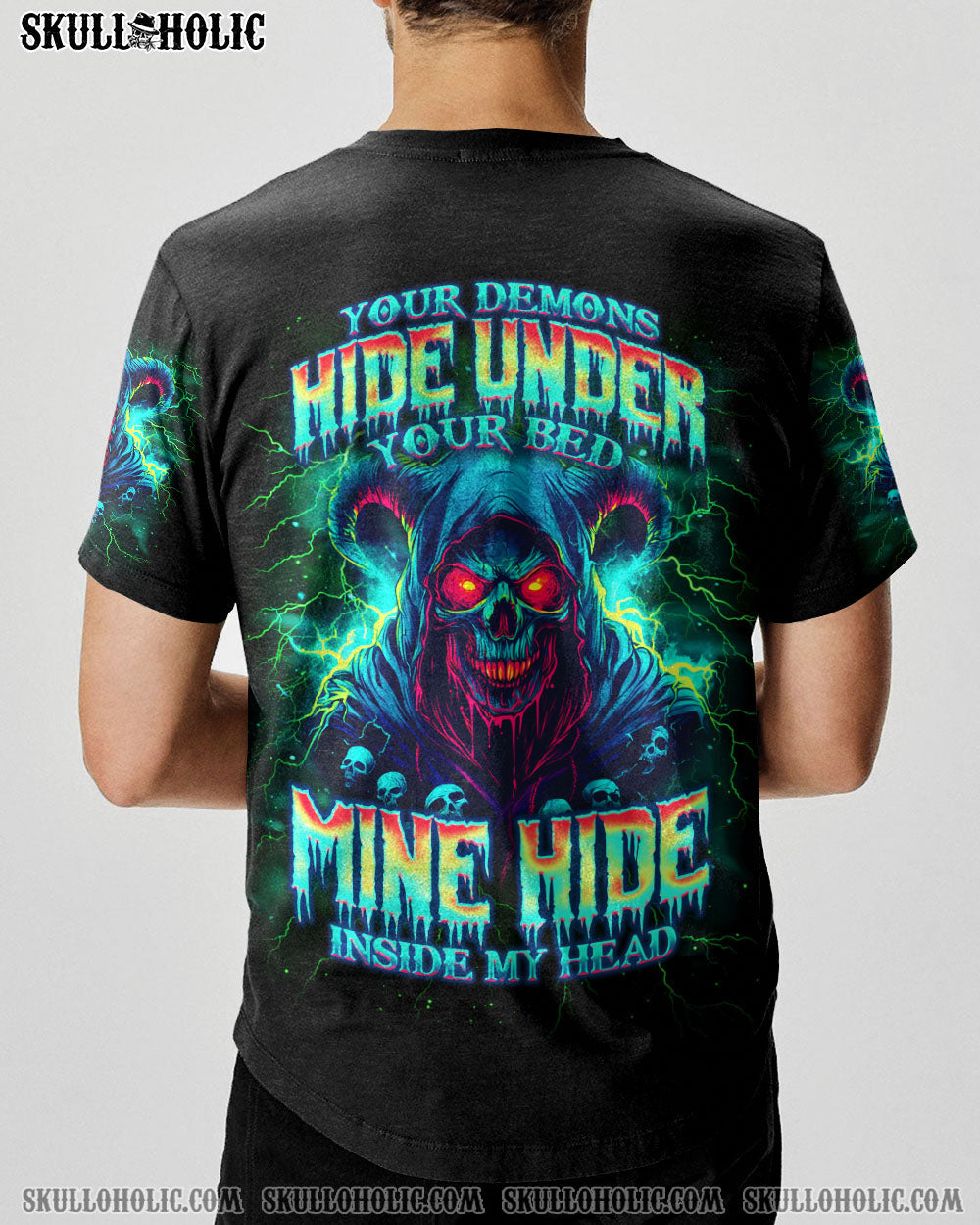 BLISSCORNERS YOUR DEMONS HIDE UNDER YOUR BED SKULL ALL OVER PRINT