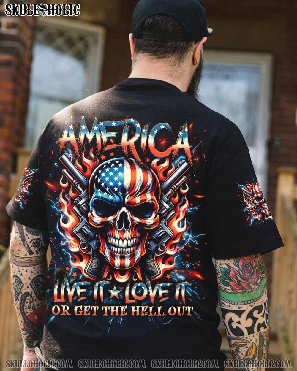 BLISSCORNERS AMERICA LIVE IT LOVE IT OR GET THE HELL OUT ALL OVER PRINT