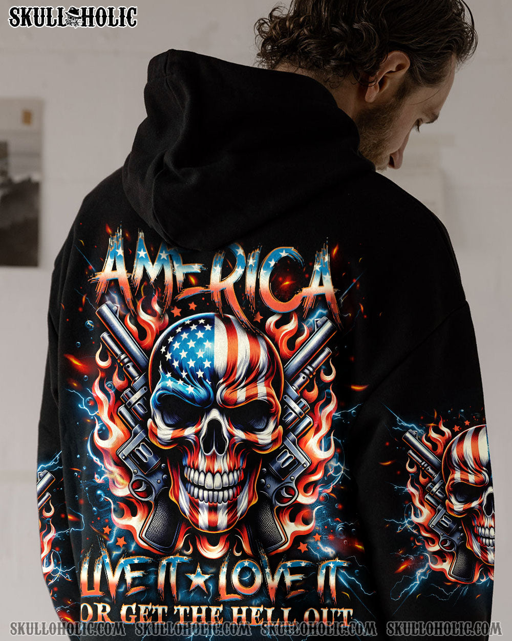 BLISSCORNERS AMERICA LIVE IT LOVE IT OR GET THE HELL OUT ALL OVER PRINT