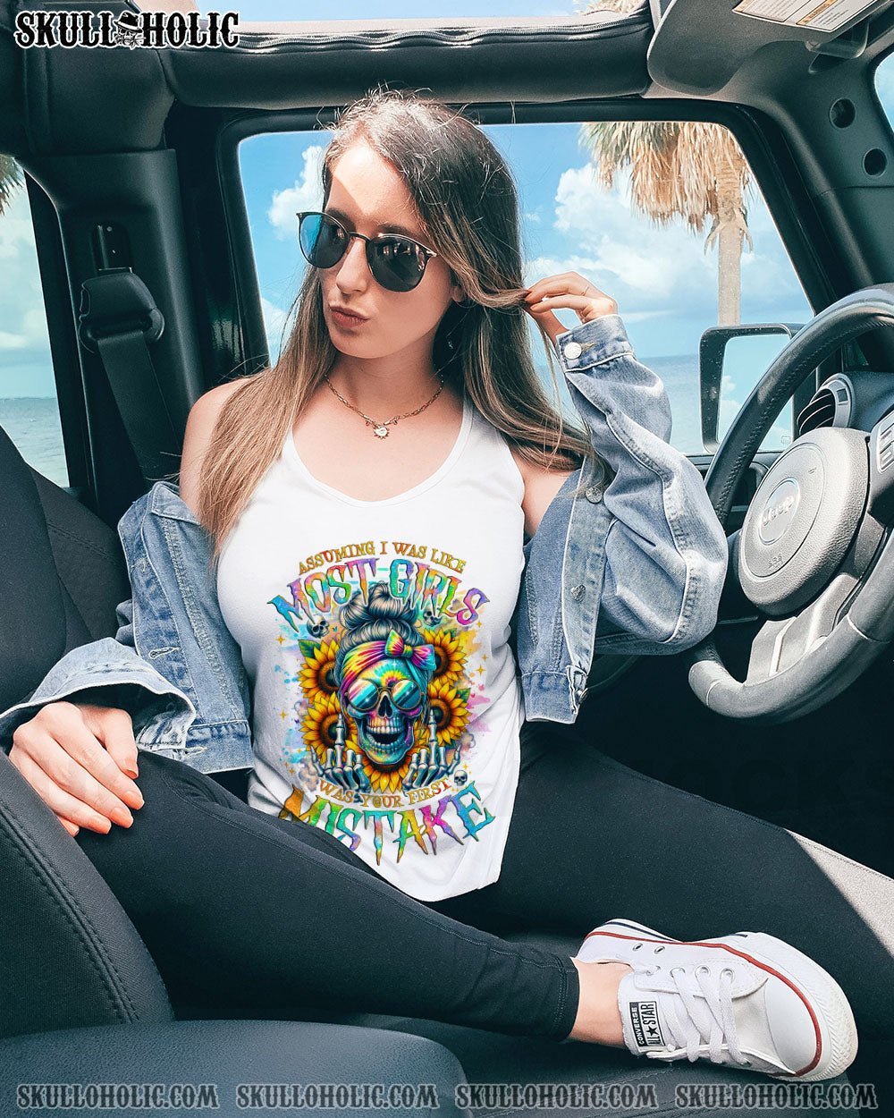 BLISSCORNERS THE GOOD GIRL IN ME MESSY BUN SUNFLOWER ALL OVER PRINT