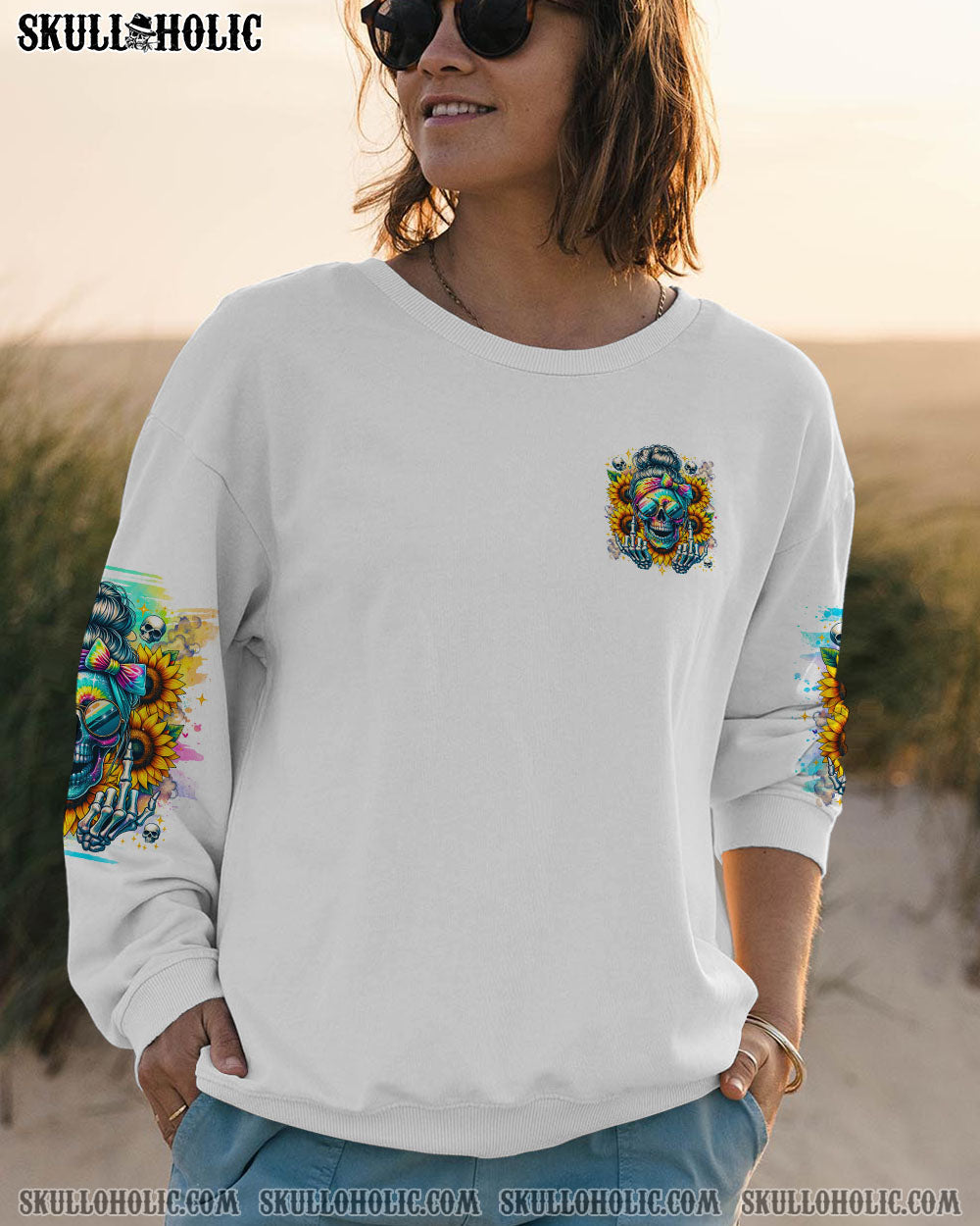 BLISSCORNERS THE GOOD GIRL IN ME MESSY BUN SUNFLOWER ALL OVER PRINT