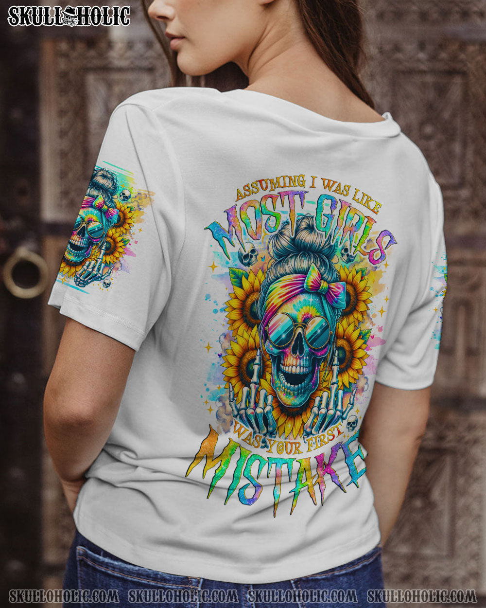 BLISSCORNERS THE GOOD GIRL IN ME MESSY BUN SUNFLOWER ALL OVER PRINT
