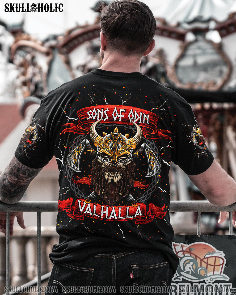 BLISSCORNERS SONS OF ODIN VALHALLA VIKING SKULL ALL OVER PRINT