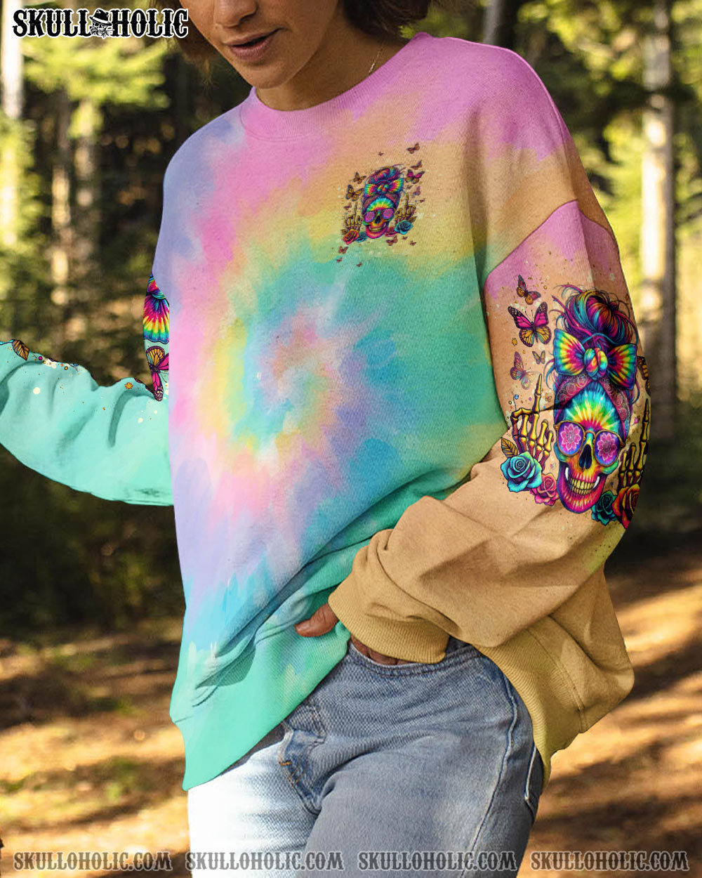 BLISSCORNERS ZERO F GIVEN SKULL MESSY BUN TIE DYE ALL OVER PRINT