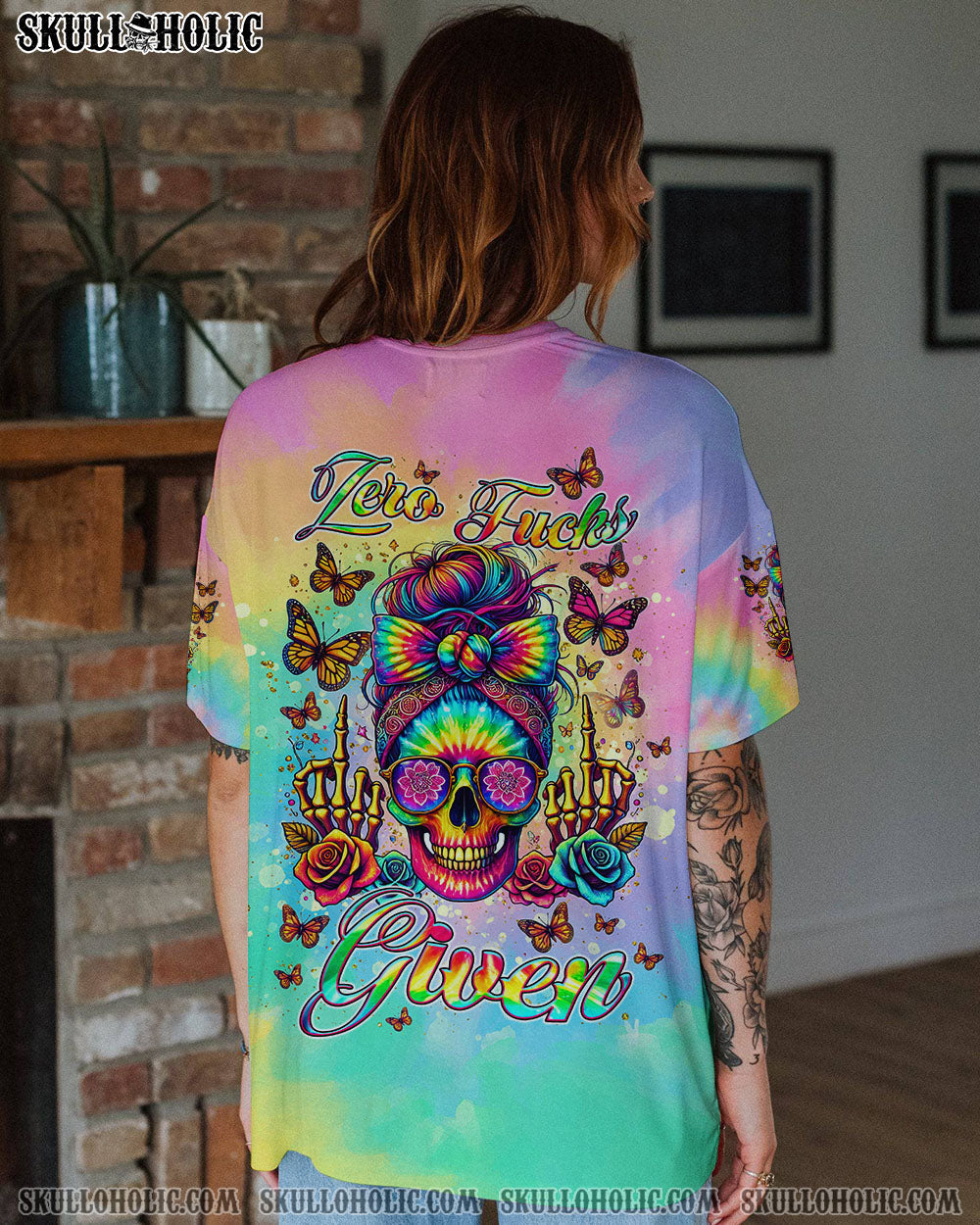BLISSCORNERS ZERO F GIVEN SKULL MESSY BUN TIE DYE ALL OVER PRINT