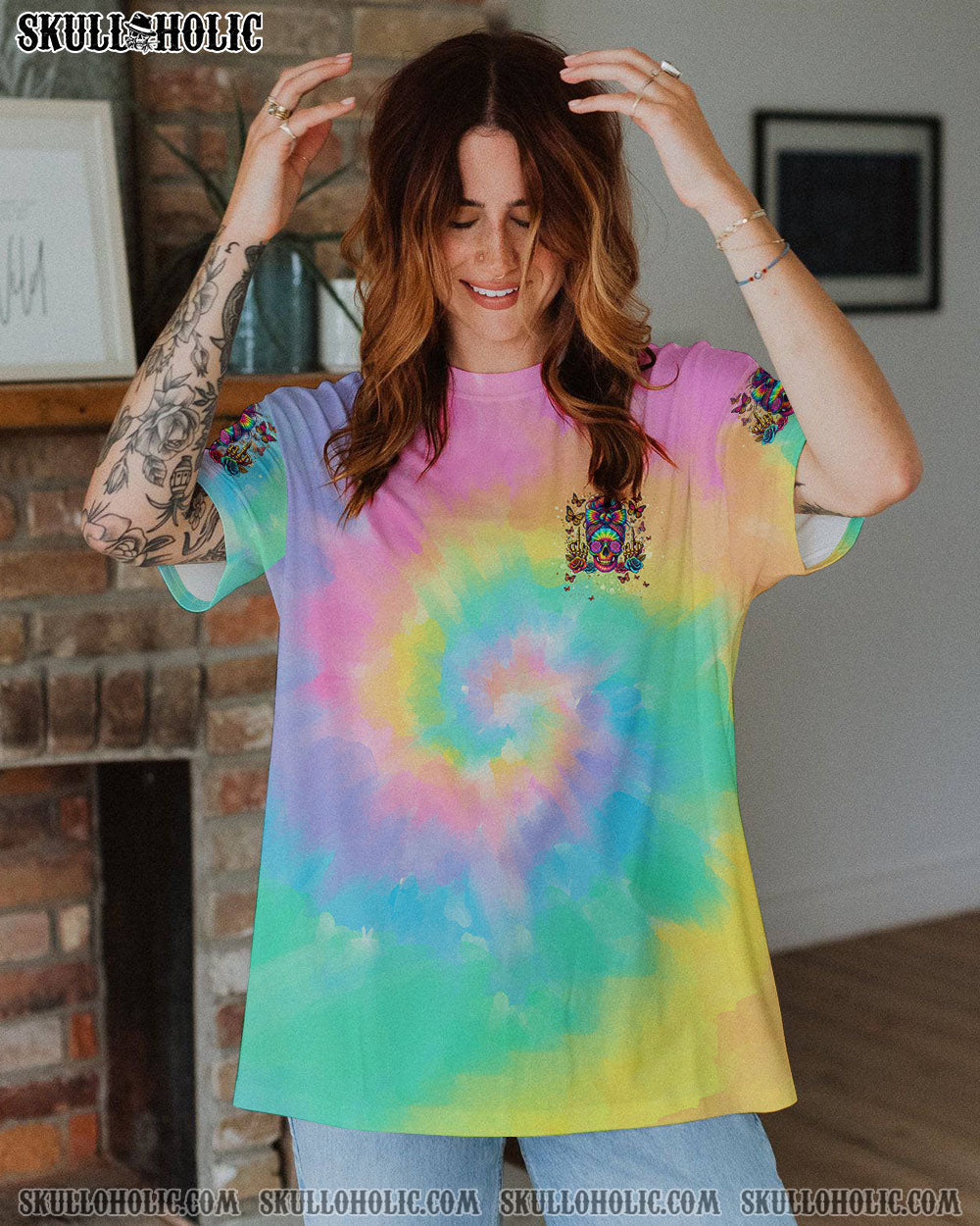 BLISSCORNERS ZERO F GIVEN SKULL MESSY BUN TIE DYE ALL OVER PRINT
