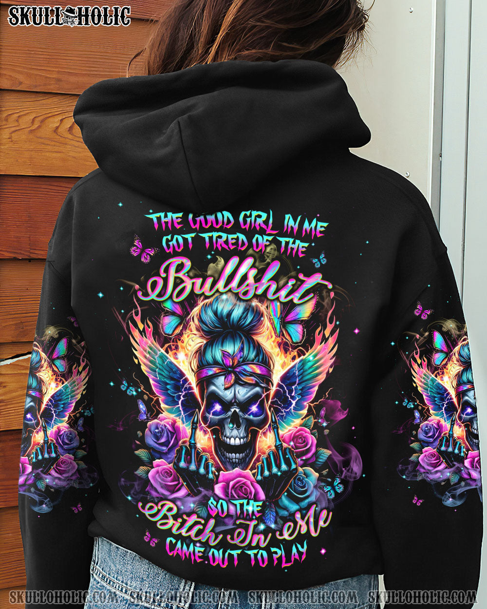 BLISSCORNERS IF MY MOUTH DOESN'T SAY IT SKULL MESSY BUN ALL OVER PRINT