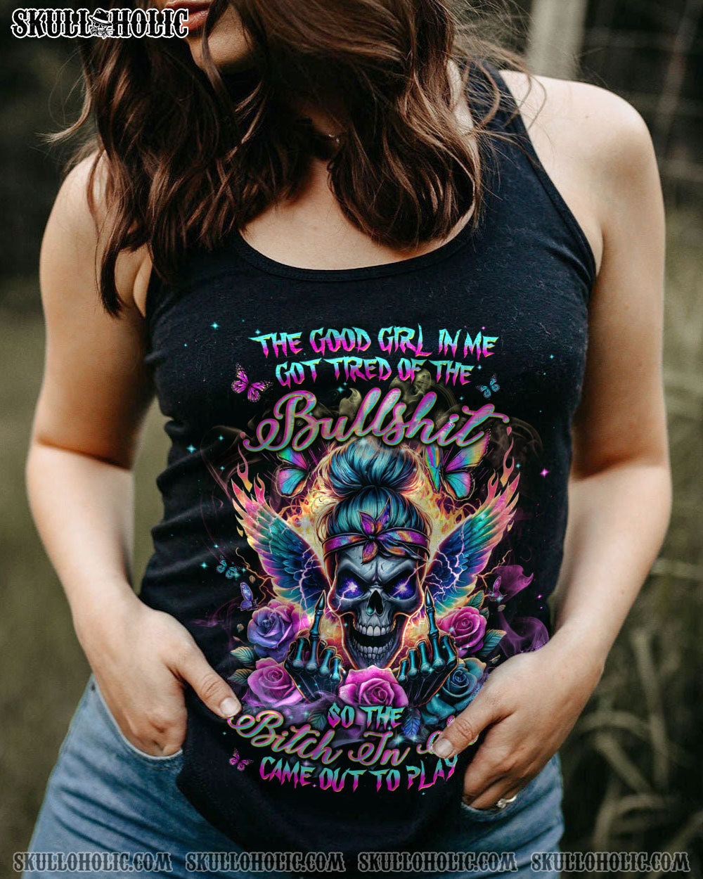 BLISSCORNERS IF MY MOUTH DOESN'T SAY IT SKULL MESSY BUN ALL OVER PRINT