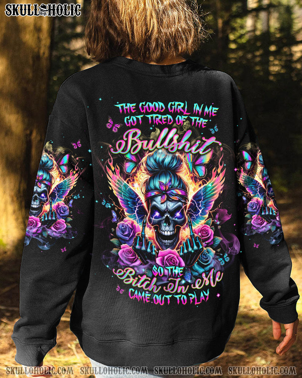 BLISSCORNERS IF MY MOUTH DOESN'T SAY IT SKULL MESSY BUN ALL OVER PRINT