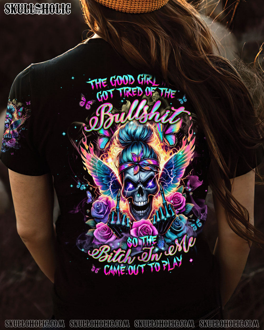 BLISSCORNERS IF MY MOUTH DOESN'T SAY IT SKULL MESSY BUN ALL OVER PRINT