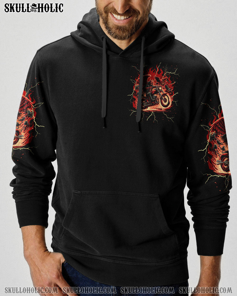 BLISSCORNERS RUNNING AGAINST THE WIND BIKER SKULL ALL OVER PRINT