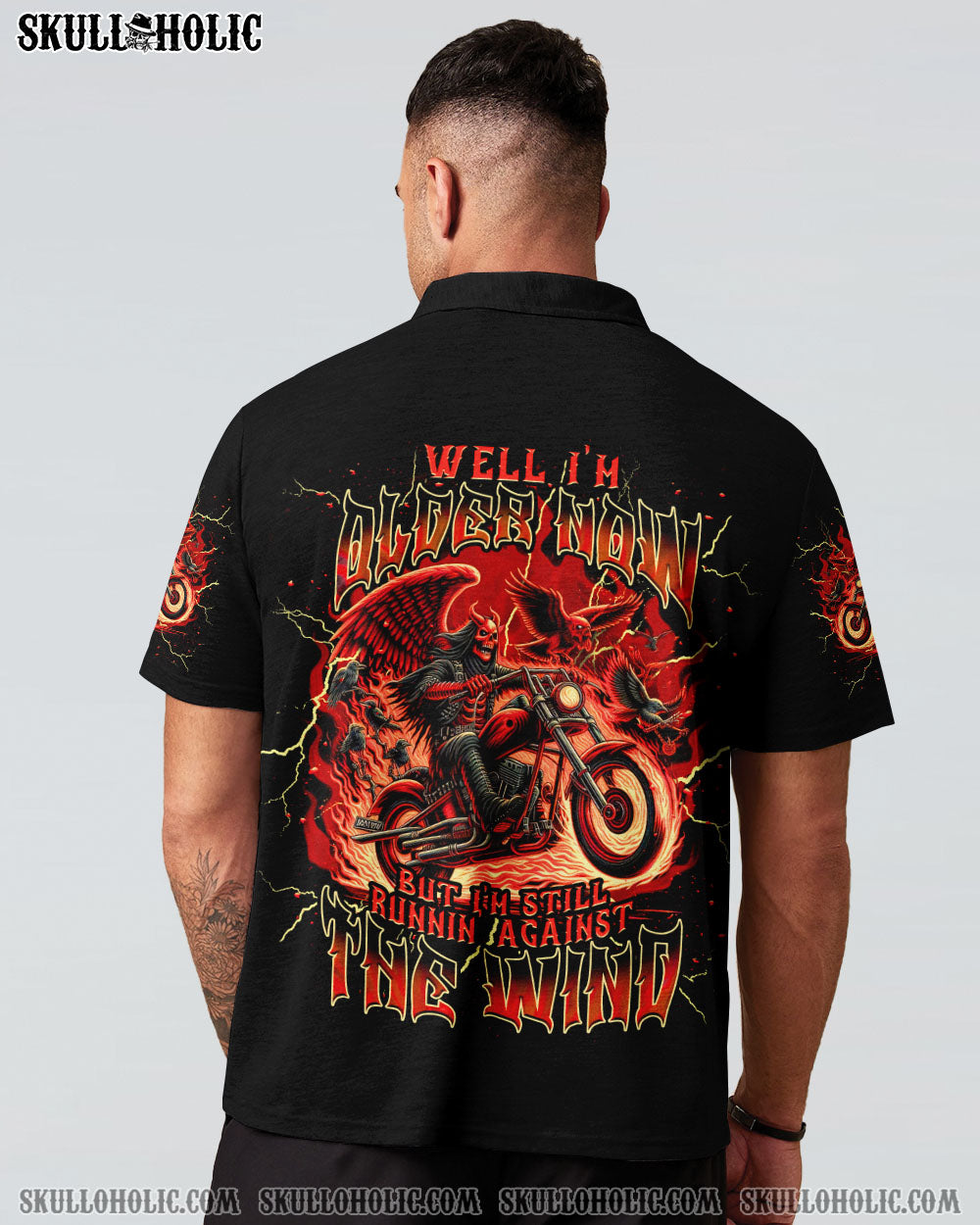 BLISSCORNERS RUNNING AGAINST THE WIND BIKER SKULL ALL OVER PRINT