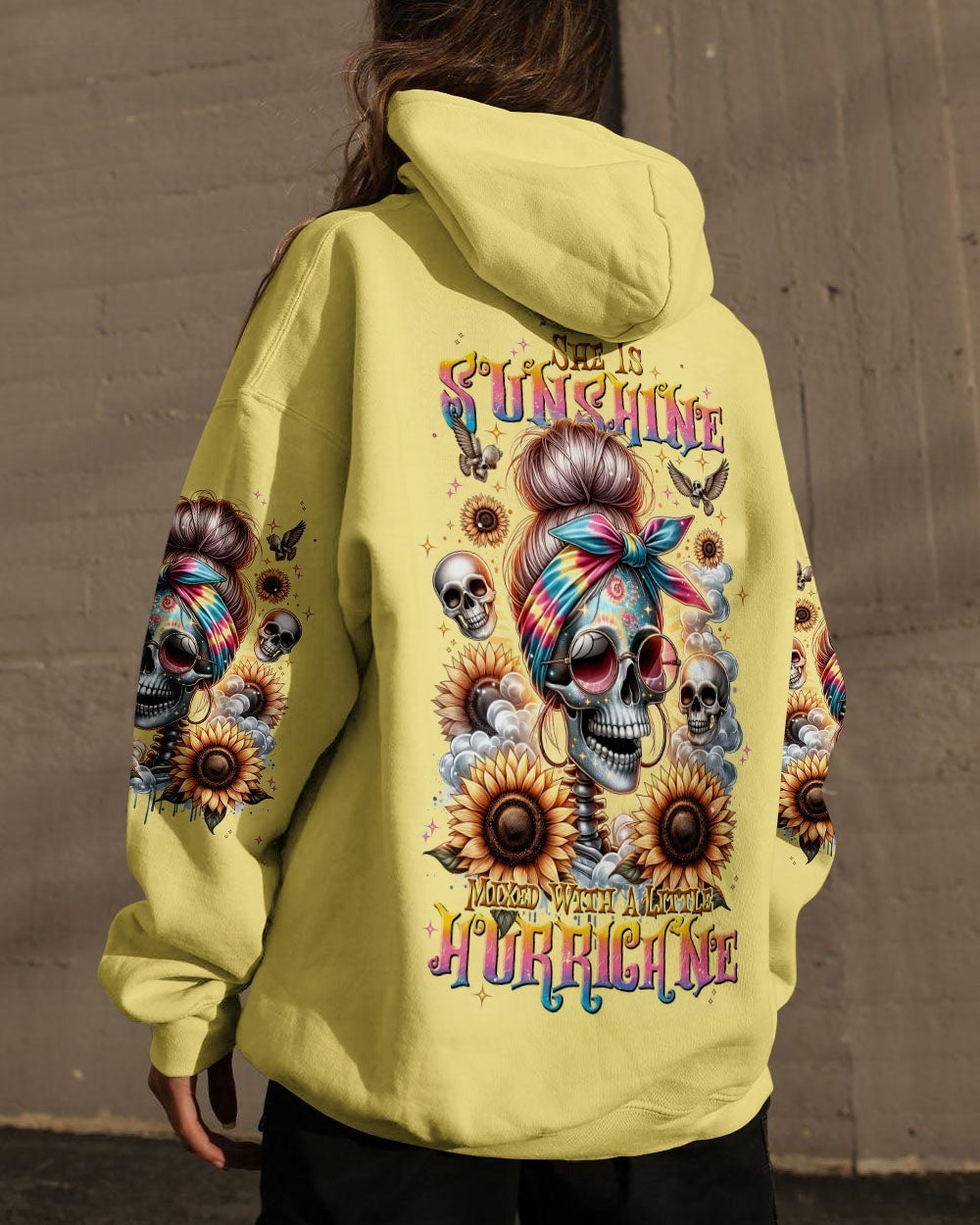 BLISSCORNERS MY GIVE A F IS BROKEN MESSY BUN SKULL ALL OVER PRINT