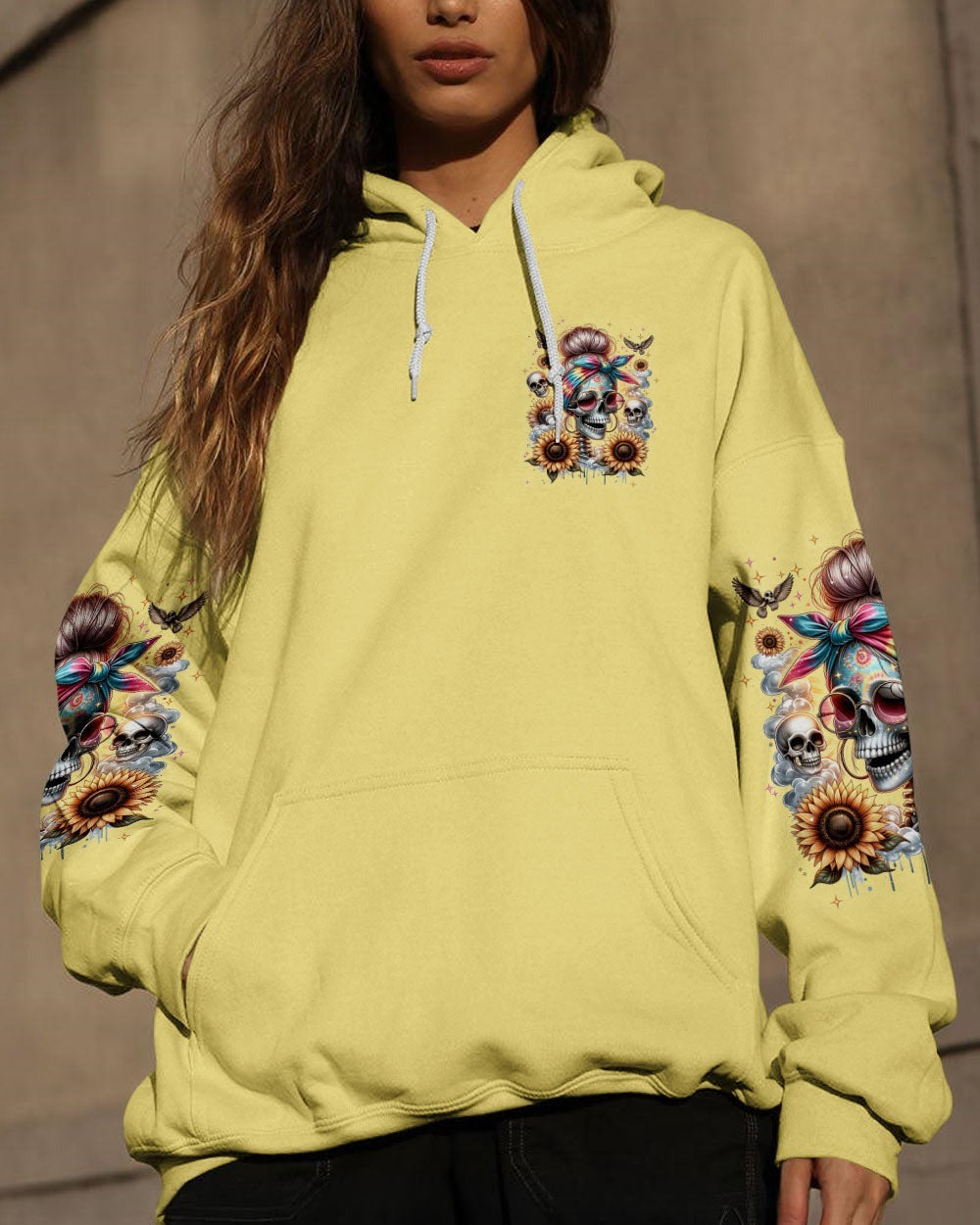 BLISSCORNERS MY GIVE A F IS BROKEN MESSY BUN SKULL ALL OVER PRINT