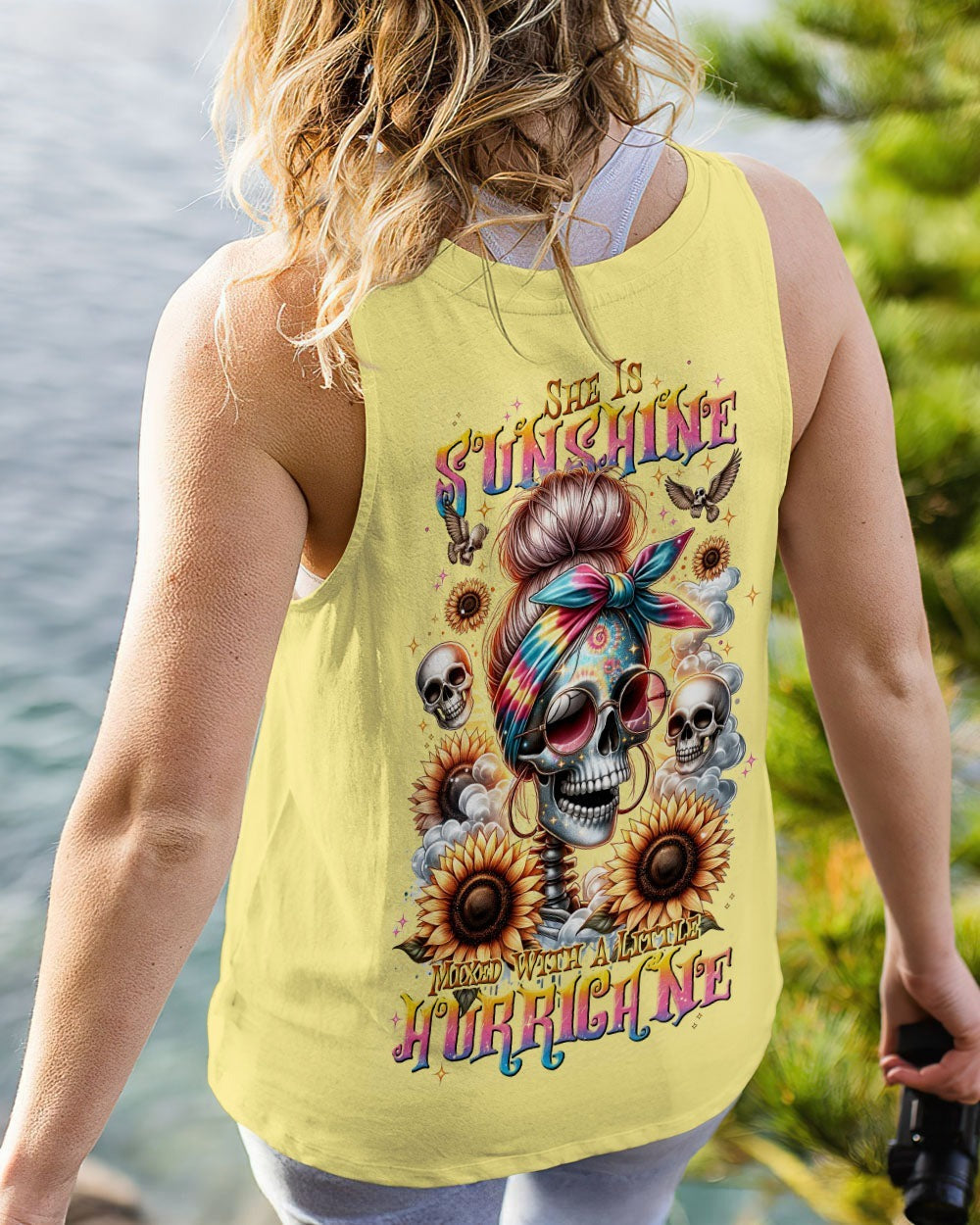 BLISSCORNERS MY GIVE A F IS BROKEN MESSY BUN SKULL ALL OVER PRINT