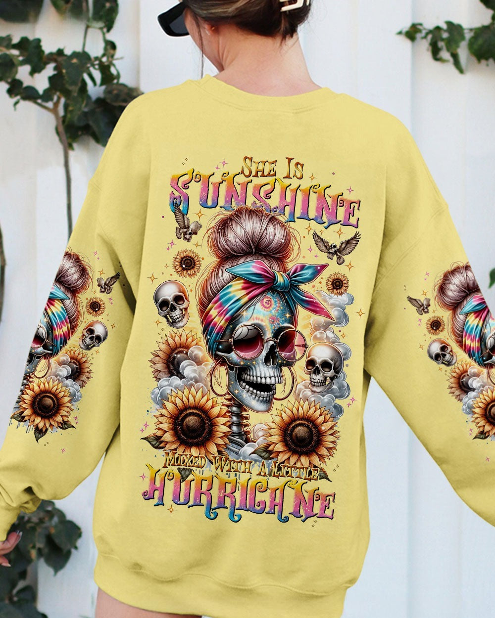 BLISSCORNERS MY GIVE A F IS BROKEN MESSY BUN SKULL ALL OVER PRINT