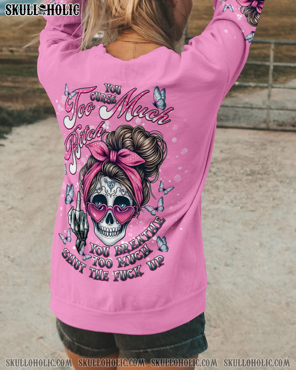 BLISSCORNERS EXPENSIVE DIFFICULT AND TALKS BACK MESSY BUN TIE DYE ALL OVER PRINT