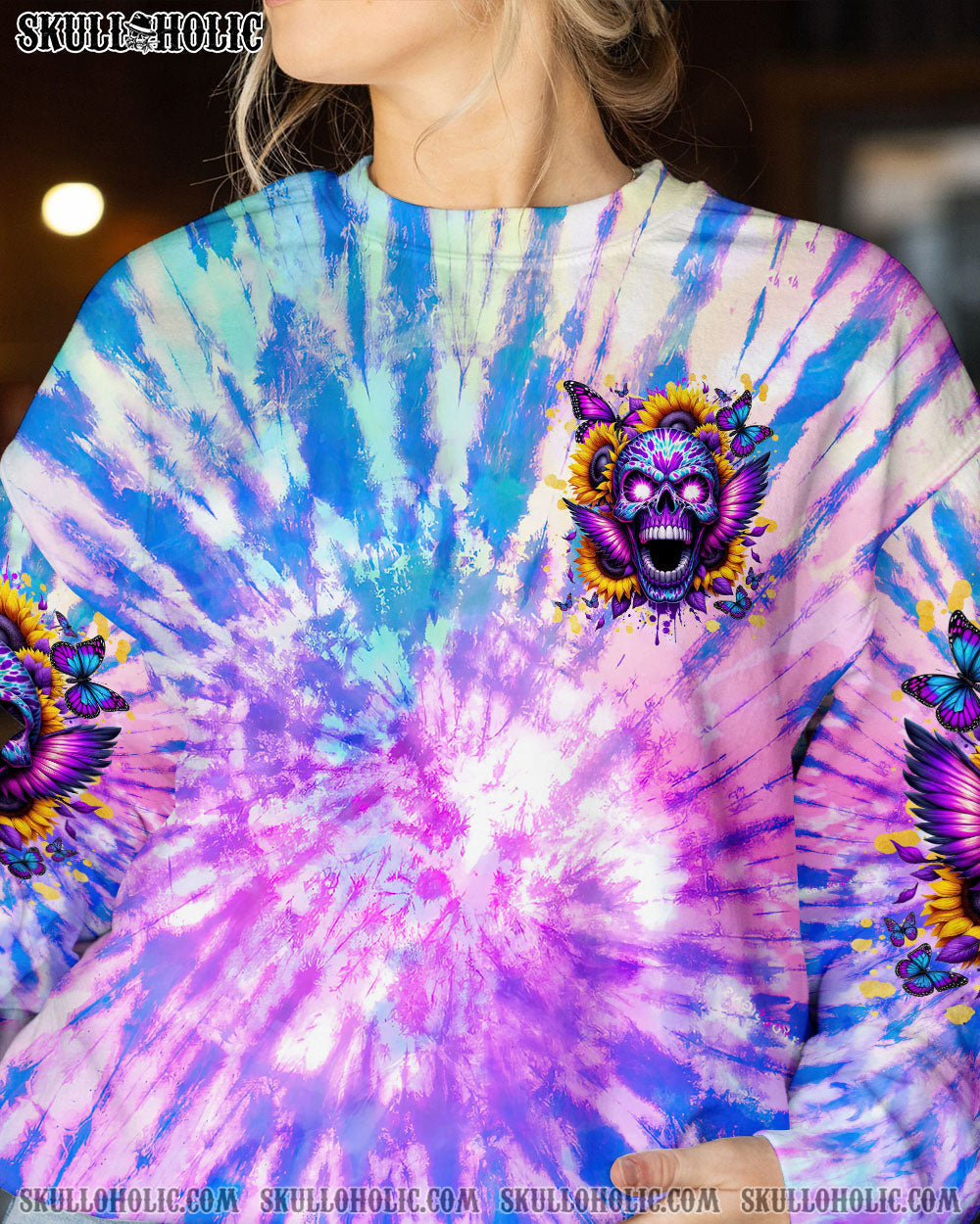 BLISSCORNERS I'M NOT ANTI-SOCIAL ANGRY SKULL SUNFLOWER ALL OVER PRINT