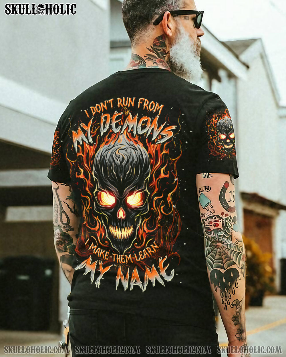 BLISSCORNERS I DON'T RUN FROM MY DEMONS SKULL ALL OVER PRINT