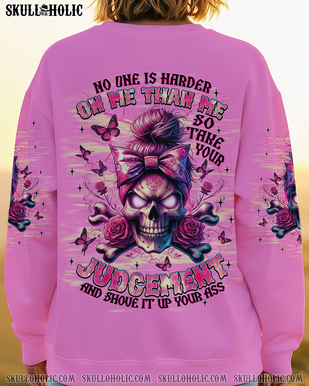 BLISSCORNERS HOW HEARTLESS I CAN BE SKULL MESSY BUN ALL OVER PRINT